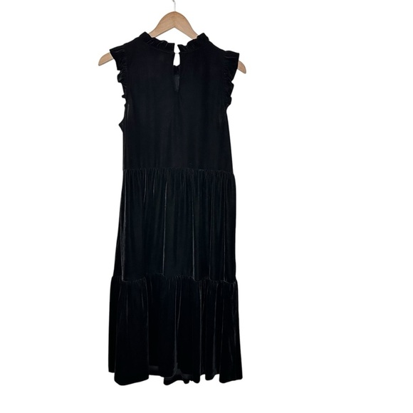 J. Crew Womens Velvet Tiered Midi Dress Size 6 Black Sleeveless Preppy Pockets - Picture 3 of 10